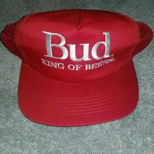 Vintage Bud King of Beers Red Snapback Trucker Hat